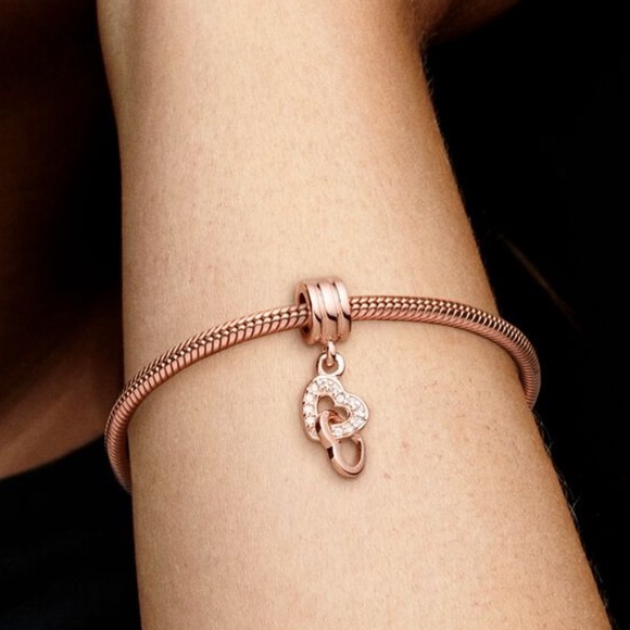 Pandora Interlocking Hearts Dangle Charm Rose Gold - Picture 2 of 5